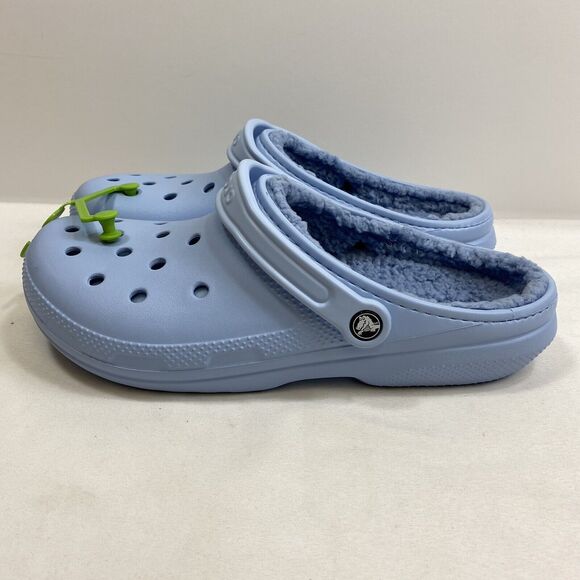 Crocs Clogs Men\'s 12 Blue Calcite Fuzzy Warm Classic Lined Beach Sandal Shoes main image 6